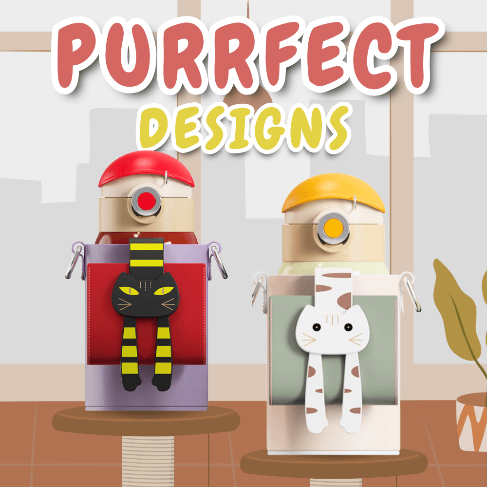 Lying Cat Thermos Cup With Sleeve.