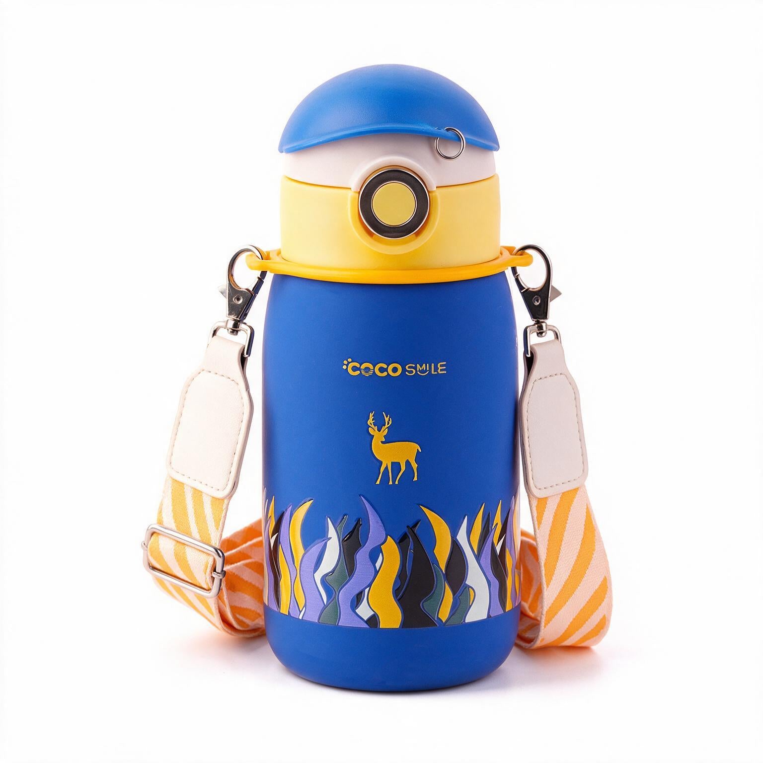 Coco Cap Deer kids thermos cup with stainless steel bottle and carrying lanyard