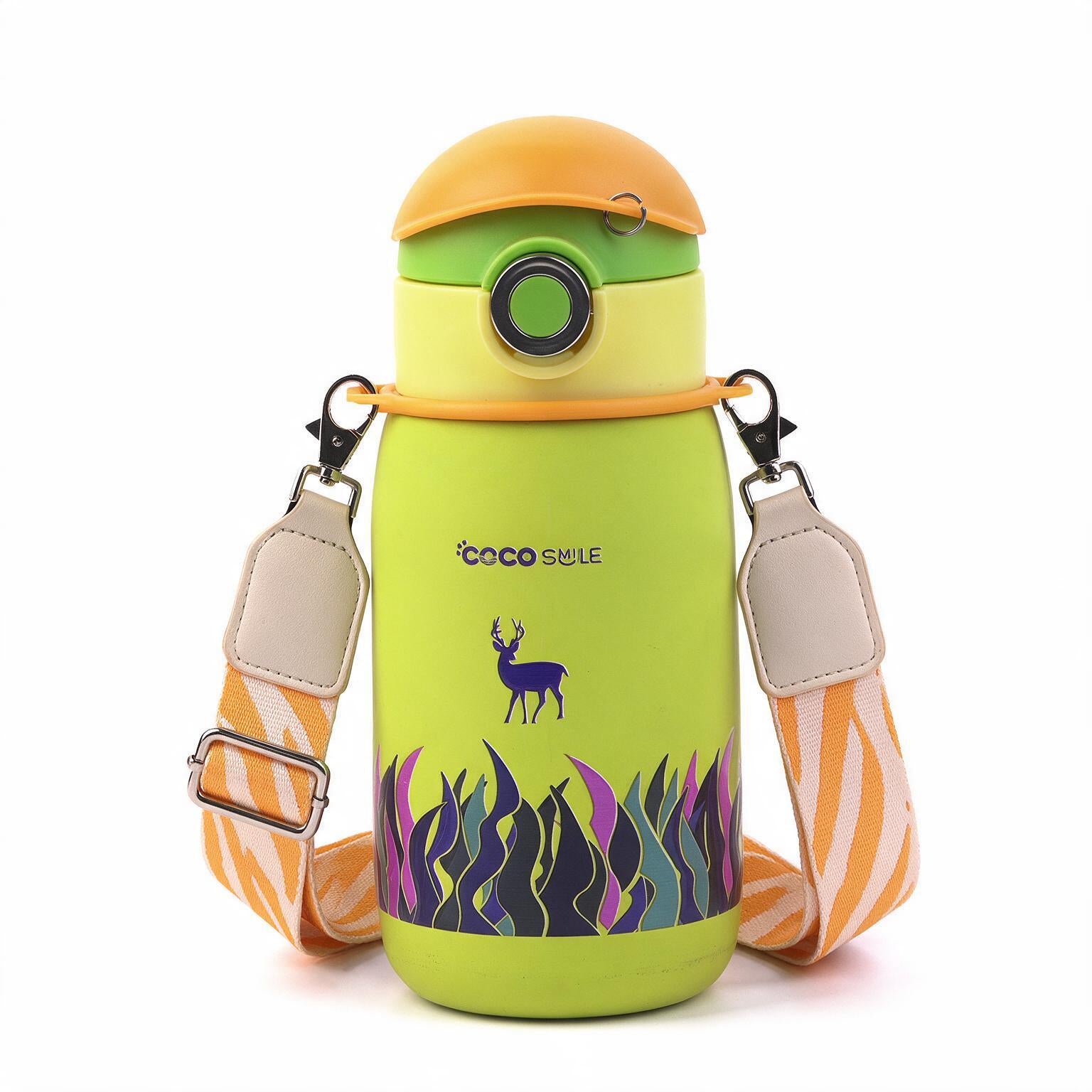 Coco Cap Deer kids thermos cup with stainless steel bottle and carrying lanyard