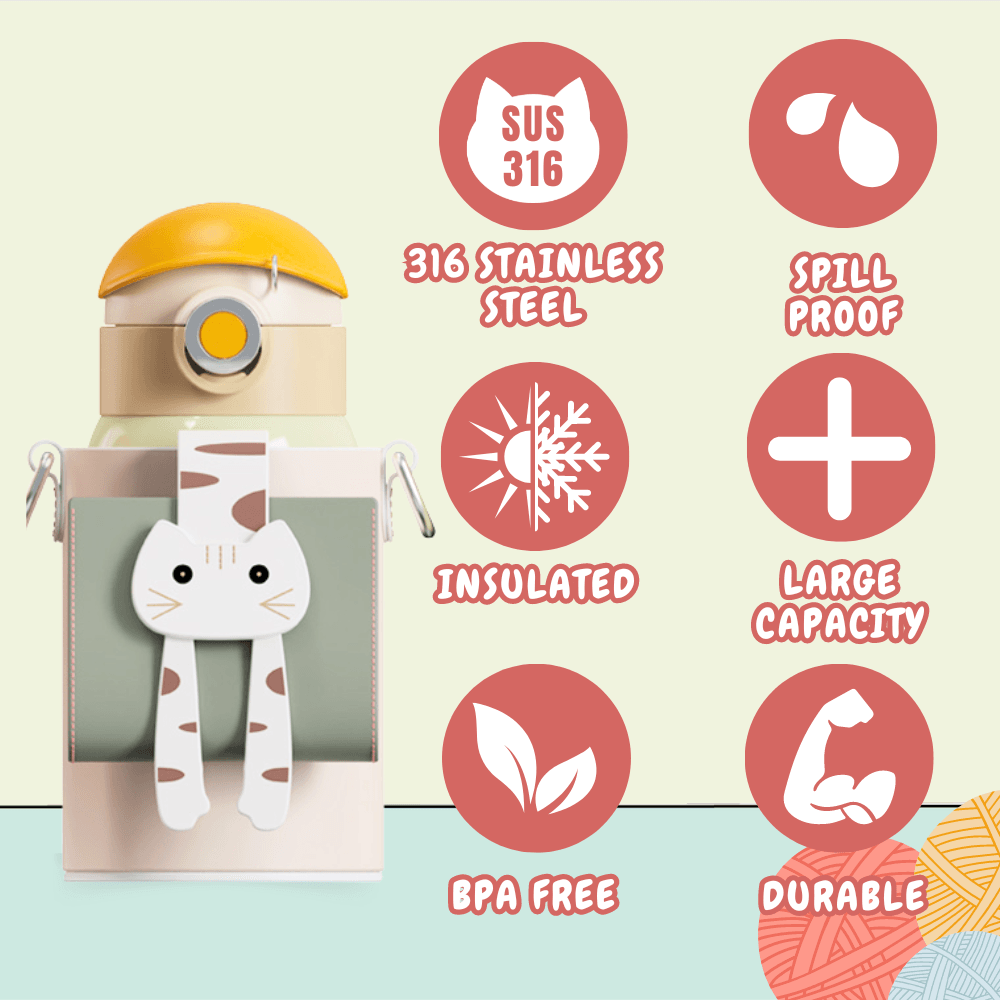 Lying Cat Thermos Cup With Sleeve.