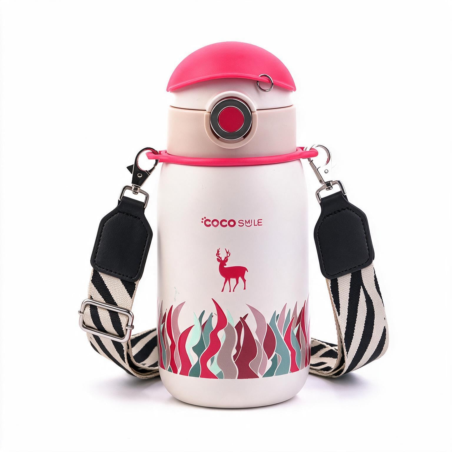 Coco Cap Deer kids thermos cup with stainless steel bottle and carrying lanyard