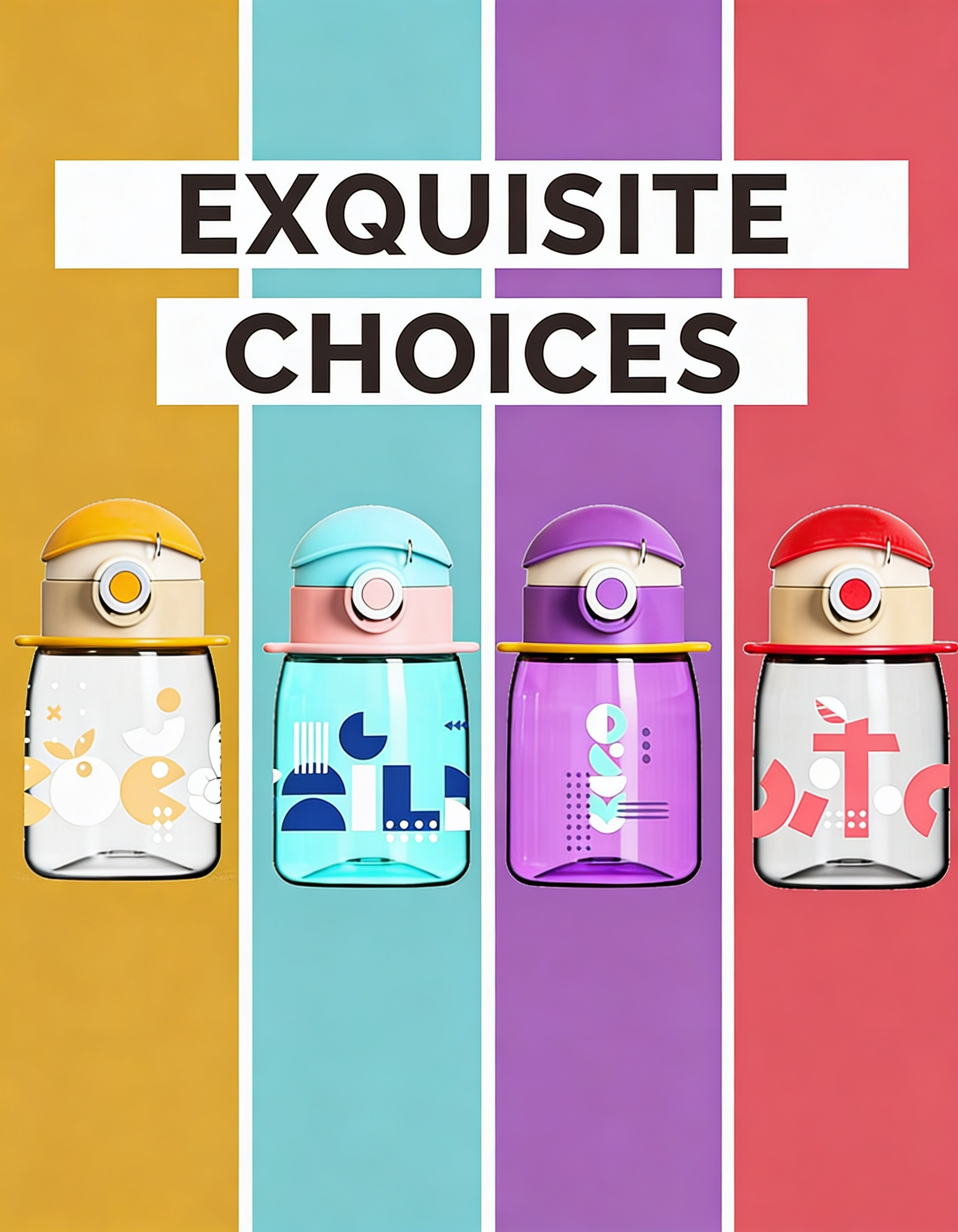 Coco Cap Exquisite Kids Water Bottle (15 oz) – Spill-Proof Straw Bottle with Lanyard, BPA-Free, Dishwasher Safe, Push-Open Lock Lid