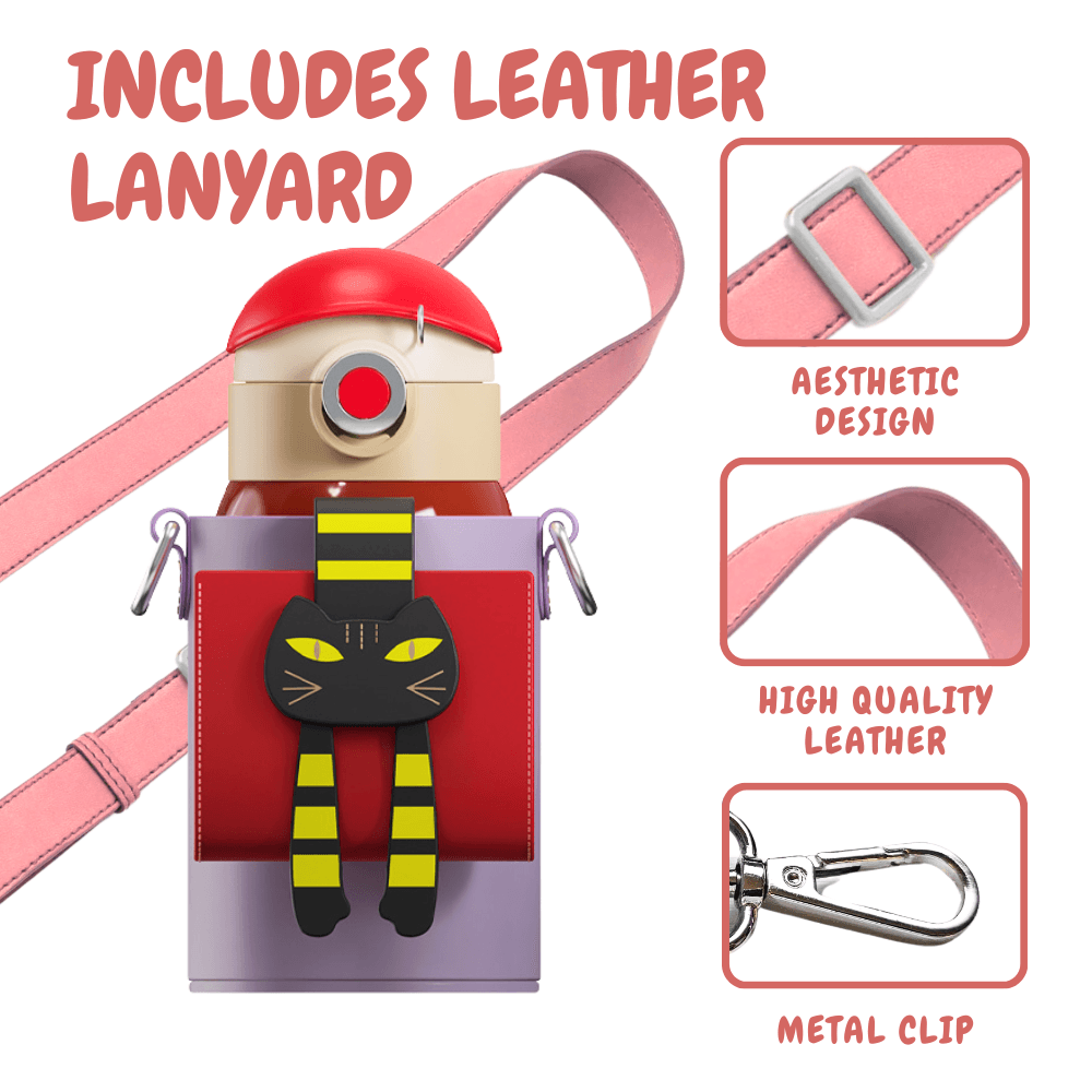 Lying Cat Thermos Cup  With Sleeve.