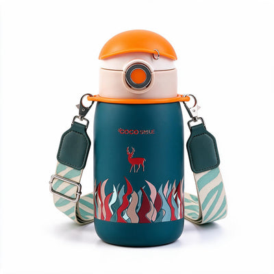 Coco Cap Deer kids thermos cup with stainless steel bottle and carrying lanyard