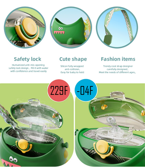 Dinosaur Round Bottle with Lanyard