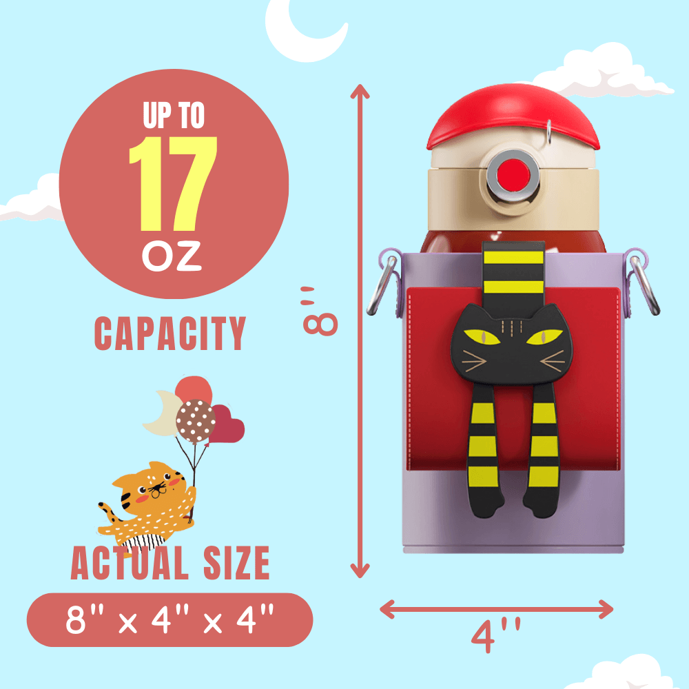 Lying Cat Thermos Cup  With Sleeve.