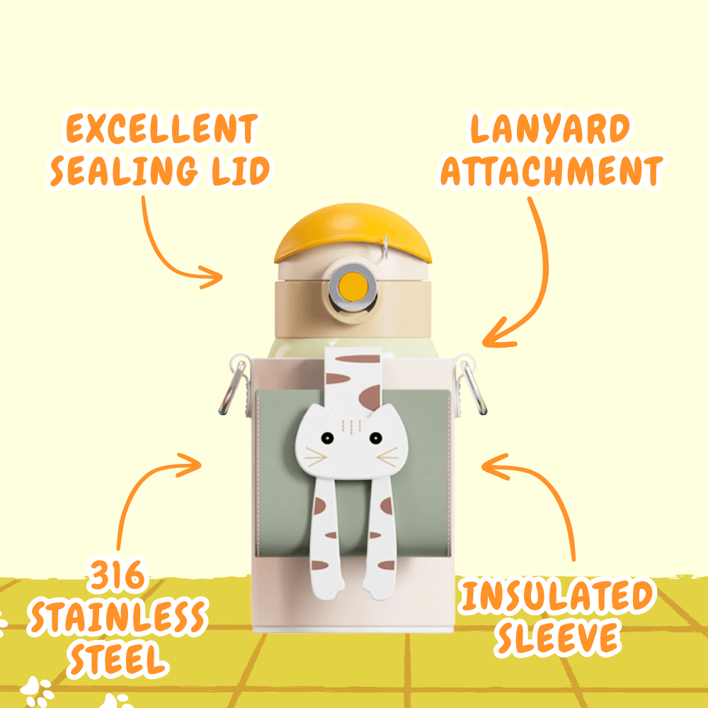 Lying Cat Thermos Cup  With Sleeve.