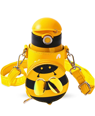 Coco Bee BPA-free Tritan water bottle with cheerful bee stripes, easy-grip handle, and straw lid.


