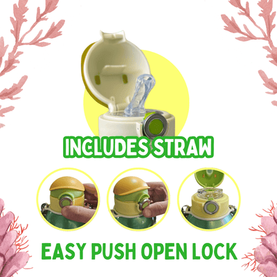 Coco Pearlescent water bottle with included straw and easy-push open lock