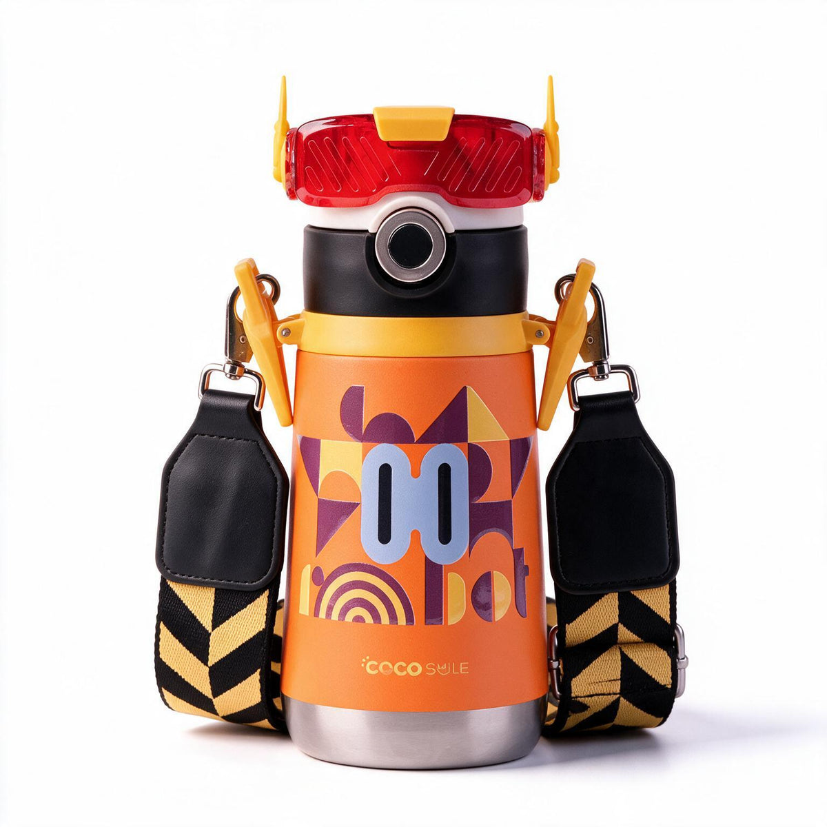 Cocosmile insulated kids thermos cup with colorful geometric design and 316 stainless steel construction