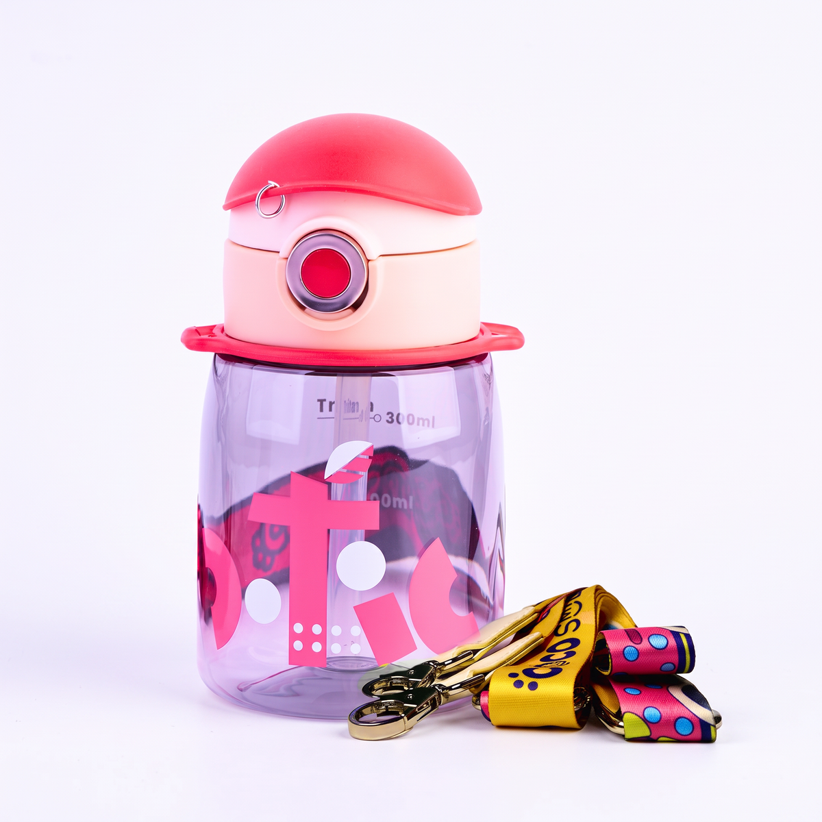 Cocosmile Coco Cap Exquisite 15 oz kids water bottle in red with spill-proof push-open lock lid and detachable lanyard