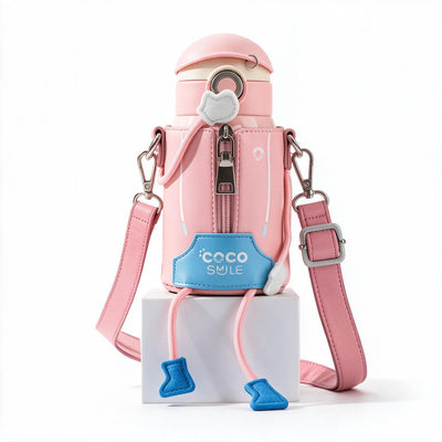 Coco Puppet Fairy Kids 316 Stainless Steel Water Bottle with Silicone Straw & Character Sleeve